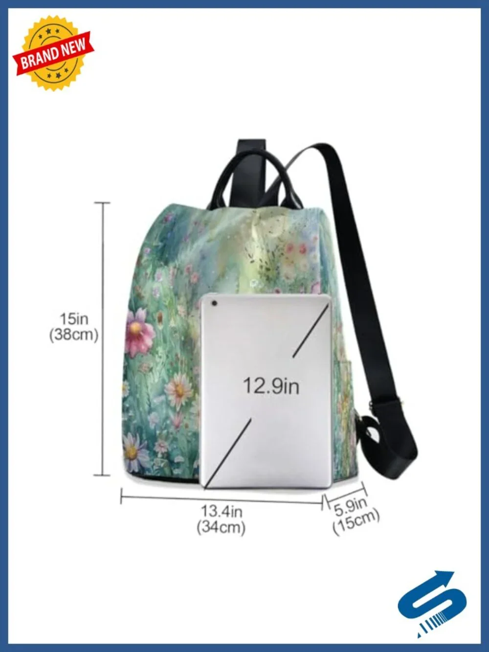 Floral Anti-theft Backpack Purse Women's Polyester Shoulder Bag